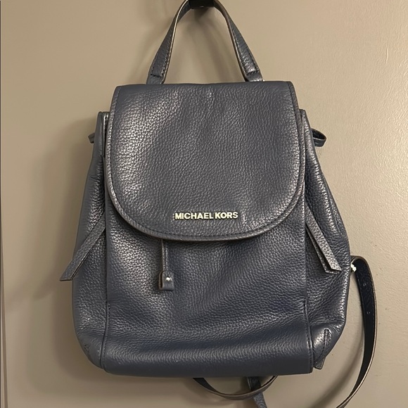 Michael Kors Navy Leather Backpack - Picture 1 of 12